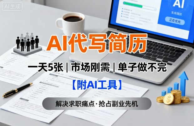 AI代写简历，一天5张，今年找工作难，市场刚需，单子做不完【附AI工具】-柯南聊项目