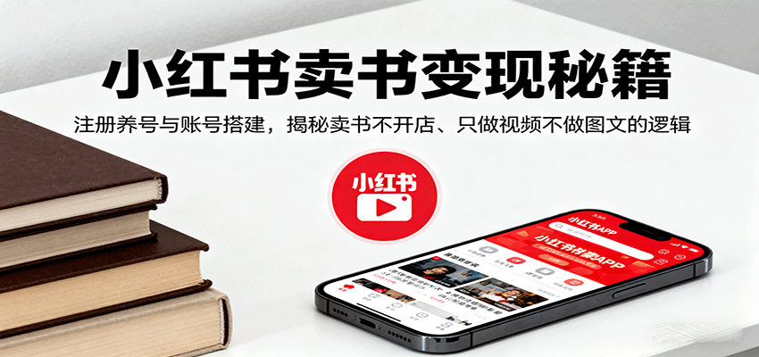 小红书卖书变现秘籍，注册养号与账号搭建，揭秘卖书不开店、只做视频不做图文的逻辑-柯南聊项目