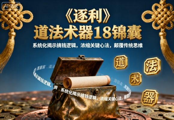《逐利》道法术器18锦囊，系统化揭示搞钱逻辑，浓缩关键心法，颠覆传统思维-柯南聊项目