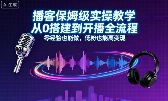 播客保姆级实操教学，从0搭建到开播全流程，零经验也能做，低粉也能高变现-柯南聊项目