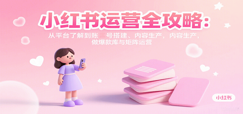 小红书运营全攻略：从平台了解到账号搭建、内容生产，做爆款库与矩阵运营-柯南聊项目