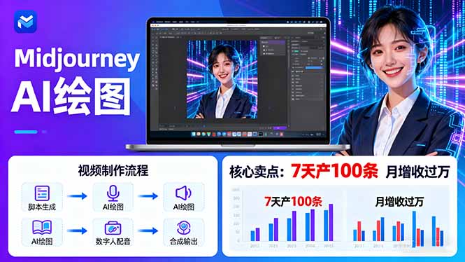 AI绘图照片开口说话视频制作：Midjourney+数字人，7天产100条月增收过万-柯南聊项目