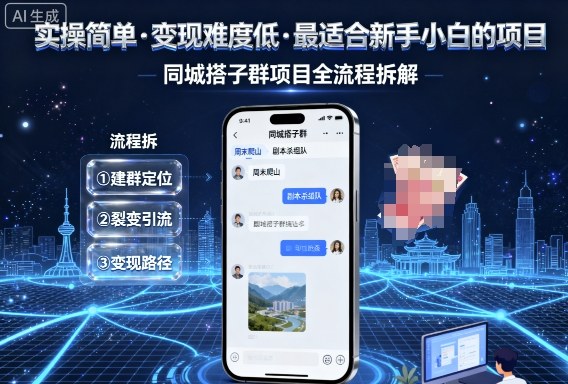 实操简单，变现难度低，最适合新手小白做的项目，每天轻松收入3张，同城搭子群项目全流程拆解-柯南聊项目