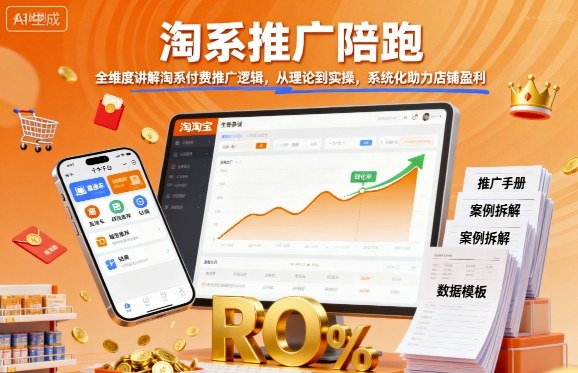 淘系推广陪跑，全维度讲解淘系付费推广逻辑，从理论到实操，系统化助力店铺盈利-柯南聊项目