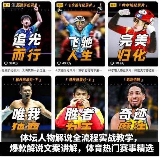 体坛人物解说全流程实战教学，爆款解说文案讲解，体育热门赛事精选-柯南聊项目