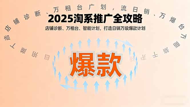 2025淘系推广全攻略，店铺诊断、万相台、智能计划，打造日销万级爆款计划-柯南聊项目