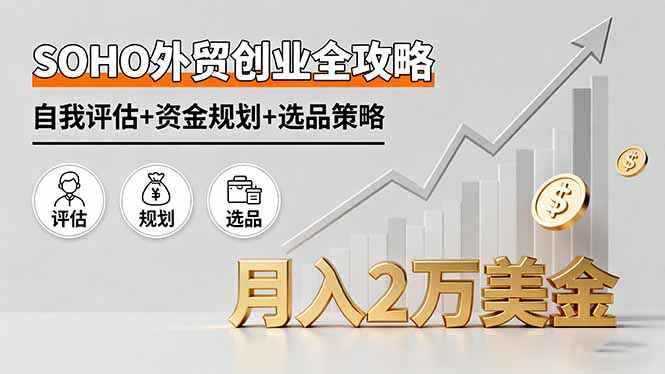 SOHO外贸创业全攻略，自我评估+资金规划+选品策略，月入2万美金-柯南聊项目