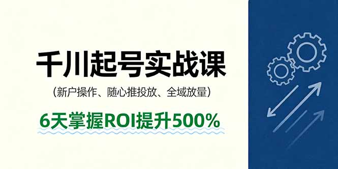 抖音千川起号实战课，新户操作,随心推投放,全域放量，6天掌握ROI提升500%-柯南聊项目