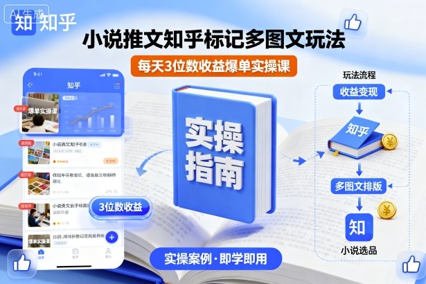 小说推文知乎标记多图文玩法，每天3位数收益爆单实操课-柯南聊项目