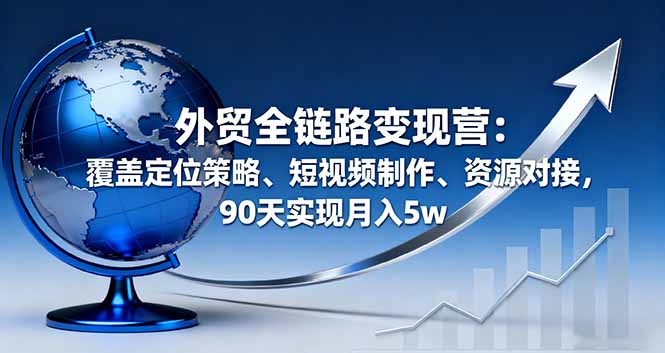 外贸全链路变现营：覆盖定位策略、短视频制作、资源对接，90天实现月入5w-柯南聊项目
