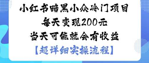 小红书暗黑小众冷门项目每天变现2张当天可能就会有收益-柯南聊项目