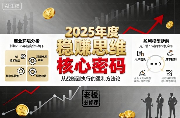 2025年度稳賺思维老板创业营，拆解2025年新商业环境下，企业实现持续盈利的核心密码-柯南聊项目