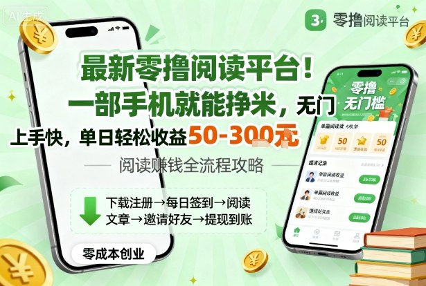 最新零撸阅读平台！一部手机就能挣米，无门槛上手快，单日轻松收益50-3张【揭秘】-柯南聊项目