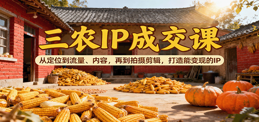 三农IP成交课：从定位到流量、内容，再到拍摄剪辑，打造能变现的IP-柯南聊项目