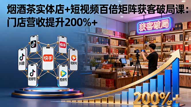 烟酒茶实体店+短视频百倍矩阵获客破局课：门店营收提升200%+-柯南聊项目