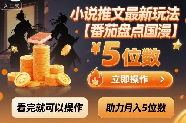 小说推文最新玩法，助力月入5位数【番茄盘点国漫】玩法，看完就可以操作-柯南聊项目