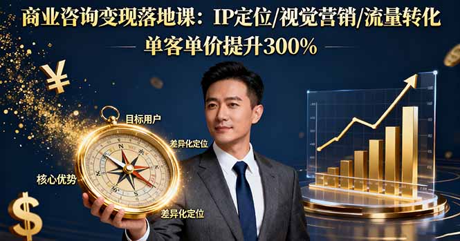 商业咨询变现落地课：IP定位/视觉营销/流量转化，单客单价提升300%-柯南聊项目