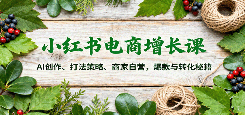 小红书电商增长课：AI创作、打法策略、商家自营，爆款与转化秘籍-柯南聊项目