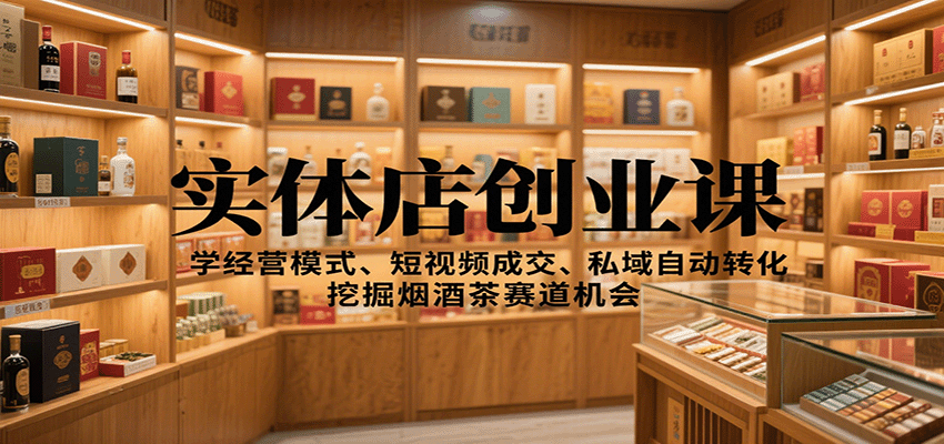 实体店创业课：学经营模式、短视频成交、私域自动转化，挖掘烟酒茶赛道机会-柯南聊项目