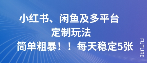 小红书、闲鱼及多平台定制玩法简单粗暴！每天稳定5张-柯南聊项目