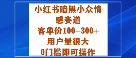 小红书暗黑小众情感赛道，客单价100-300+用户量很大，0门槛即可操作-柯南聊项目