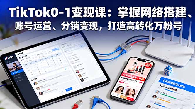 TikTok0-1变现课：掌握网络搭建、账号运营、分销变现，打造高转化万粉号-柯南聊项目