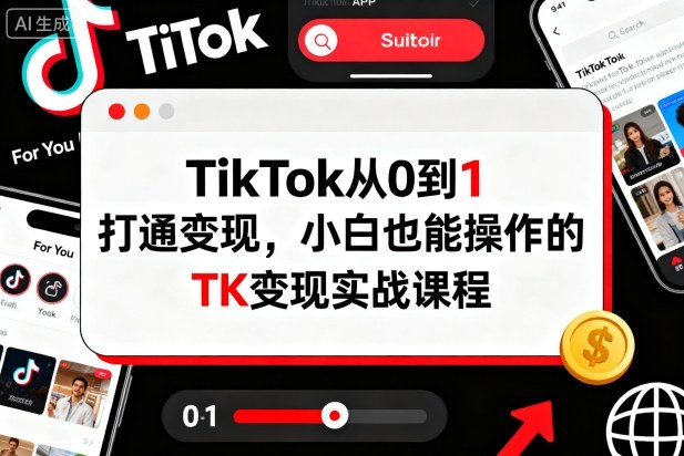 TikTok从0到1打通变现，小白也能操作的TK变现实战课程-柯南聊项目