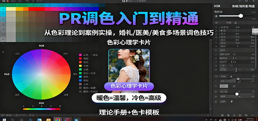 PR调色入门到精通：从色彩理论到案例实操，婚礼/医美/美食多场景调色技巧-柯南聊项目