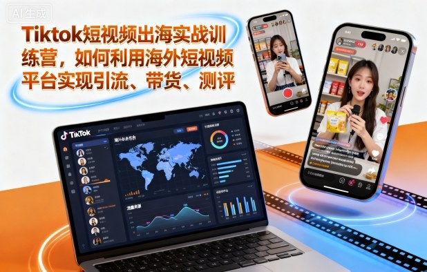 Tiktok短视频出海实战训练营，如何利用海外短视频平台实现引流、带货、测评-柯南聊项目