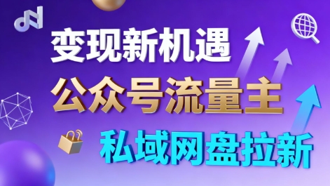 公众号流量主+私域网盘拉新，多方式变现，简单易上手，当天就有收益-柯南聊项目
