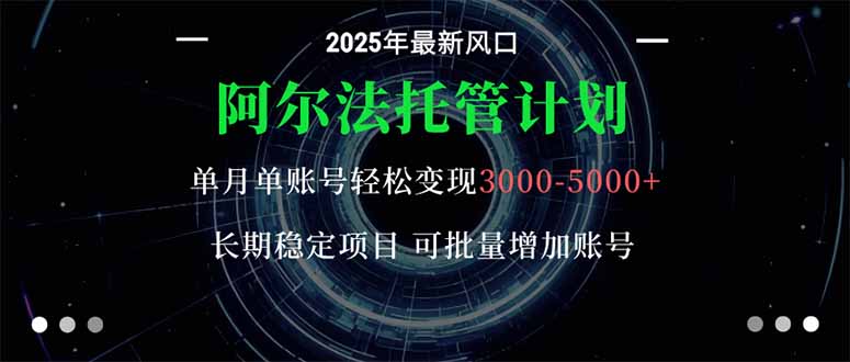 阿尔法托管计划 单账号月入3000-5000，长期稳定项目，新手小白轻松上手。-柯南聊项目