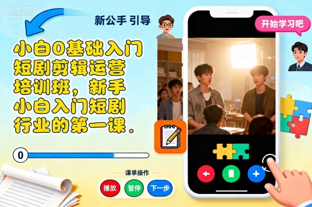 小白0基础入门短剧剪辑运营培训班，新手小白入门短剧行业的第一课-柯南聊项目