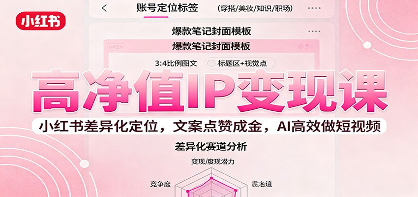 高净值IP变现课：小红书差异化定位，文案点赞成金， AI高效做短视频-柯南聊项目