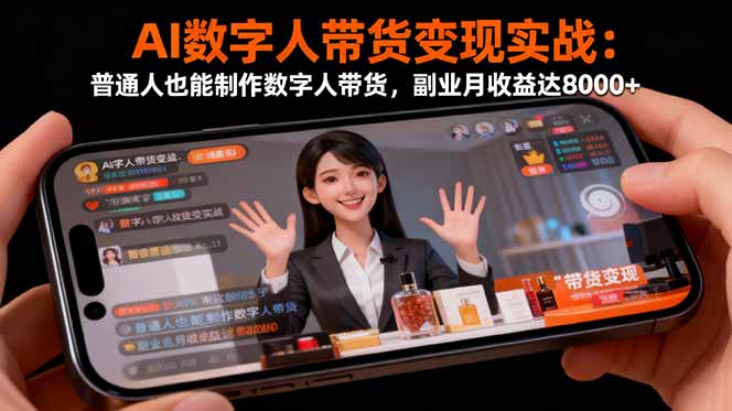 AI数字人带货变现实战：普通人也能制作数字人带货，副业月收益达8000+-柯南聊项目