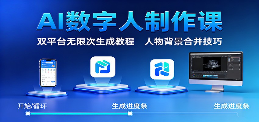 AI数字人制作课：双平台无限次生成教程，人物背景合并技巧-柯南聊项目