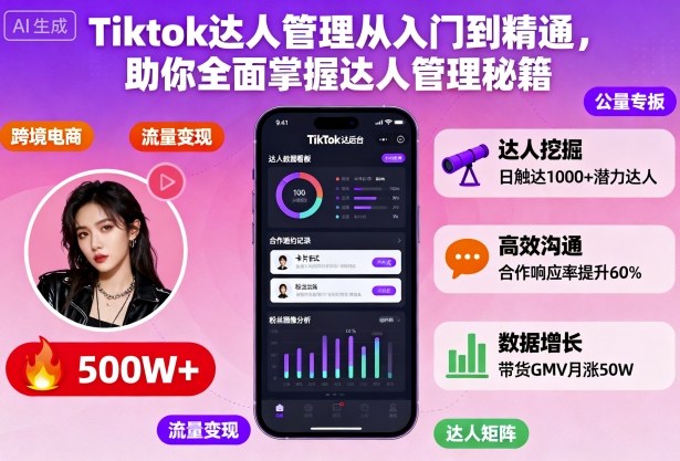 Tiktok达人管理从入门到精通，助你全面掌握达人管理秘籍-柯南聊项目