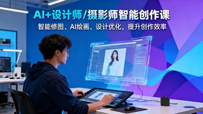 AI+设计师/摄影师智能创作课：智能修图、AI绘画、设计优化，提升创作效率-柯南聊项目