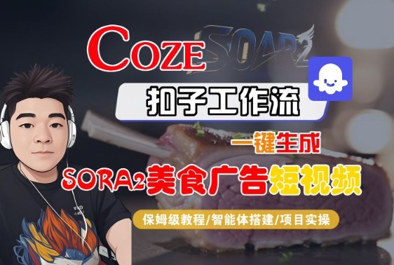 Coze扣子智能体工作流一键生成“SORA2美食广告“短视频，全流程保姆级教学-柯南聊项目