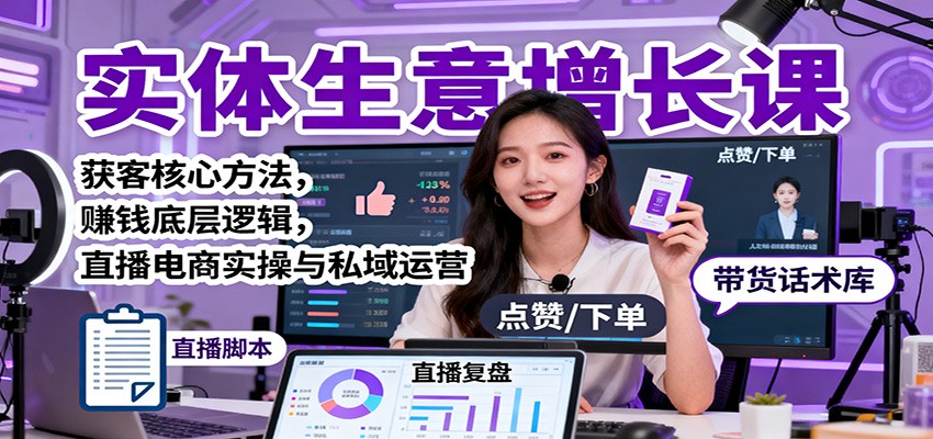 实体生意增长课：获客核心方法，赚钱底层逻辑，直播电商实操与私域运营-柯南聊项目