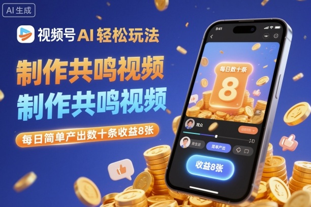 视频号AI轻松玩法，制作共鸣视频，每日简单产出数十条收益8张-柯南聊项目