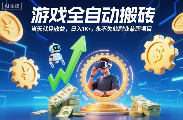 游戏全自动搬砖，当天就见收益，日入1K+，永不失业副业兼职项目【揭秘】-柯南聊项目