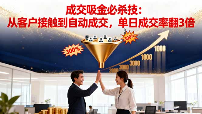 吸金成交营销必杀技：从客户接触到自动成交，单日成交率翻3倍-柯南聊项目