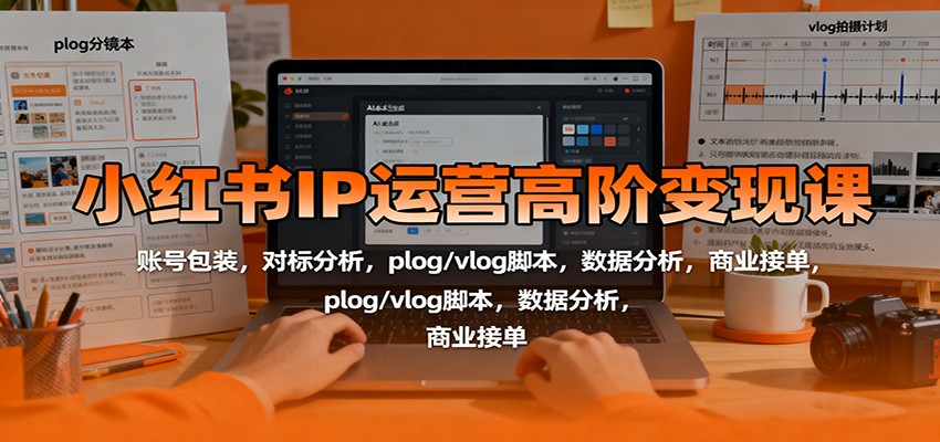 小红书IP运营高阶变现课：账号包装，对标分析，plog/vlog脚本，数据分析，商业接单-柯南聊项目