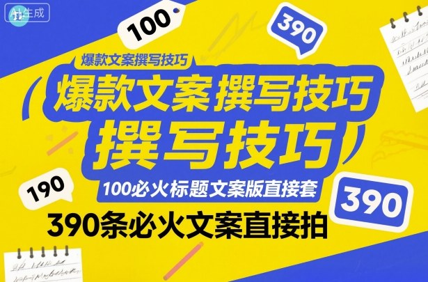 爆款文案撰写技巧，100个必火标题文案模版直接套，390条必火文案直接拍-柯南聊项目