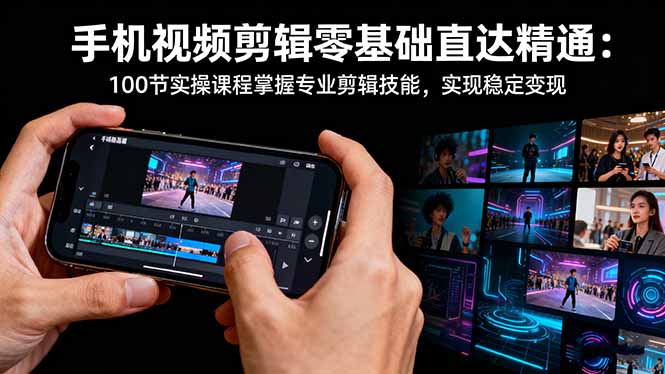 手机视频剪辑零基础直达精通：100节实操课程掌握专业剪辑技能，实现稳…-柯南聊项目