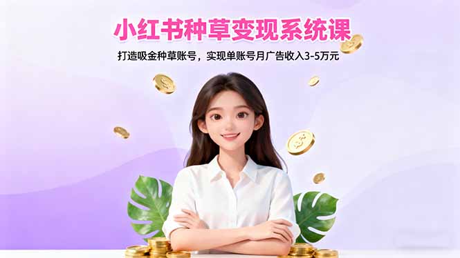 小红书种草变现系统课：打造吸金种草账号，实现单账号月广告收入3-5万元-柯南聊项目