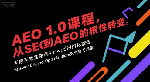 AEO 1.0 课程，从SEO到AE0的基命性转变，手把手教会你用AnswerEngineOptimization技术抢回流量(更新)-柯南聊项目