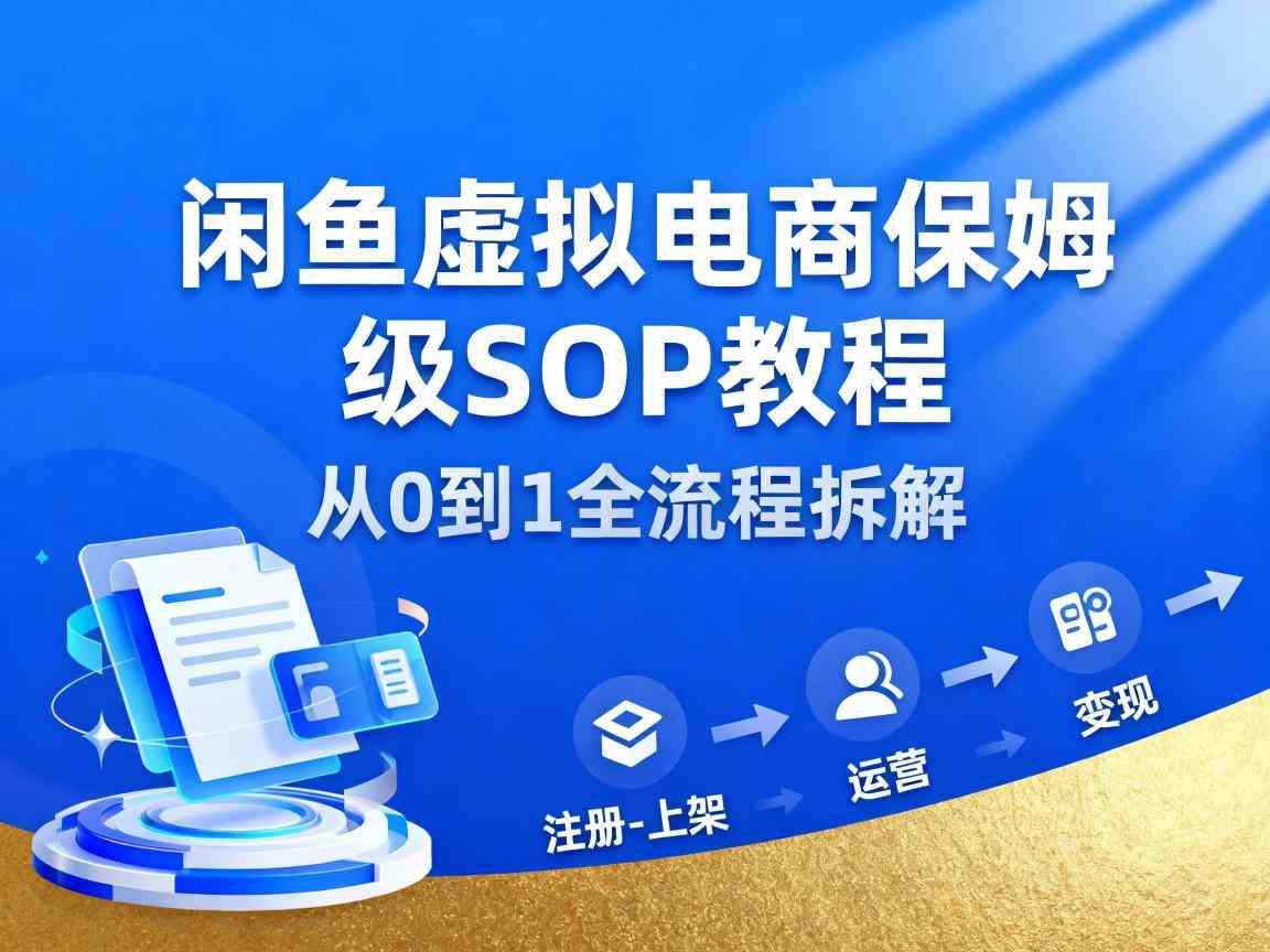 闲鱼虚拟电商，月入轻松过1W，保姆级SOP教程-柯南聊项目