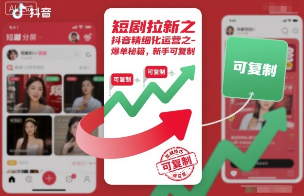 短剧拉新之抖音精细化运营之爆单秘籍，新手可复制-柯南聊项目