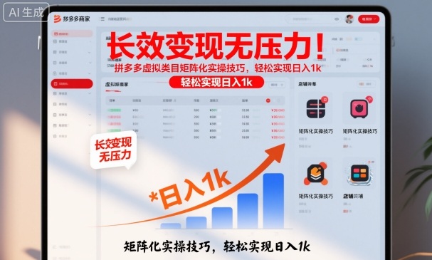 长效变现无压力！拼多多虚拟类目矩阵化实操技巧，轻松实现日入1k【揭秘】-柯南聊项目